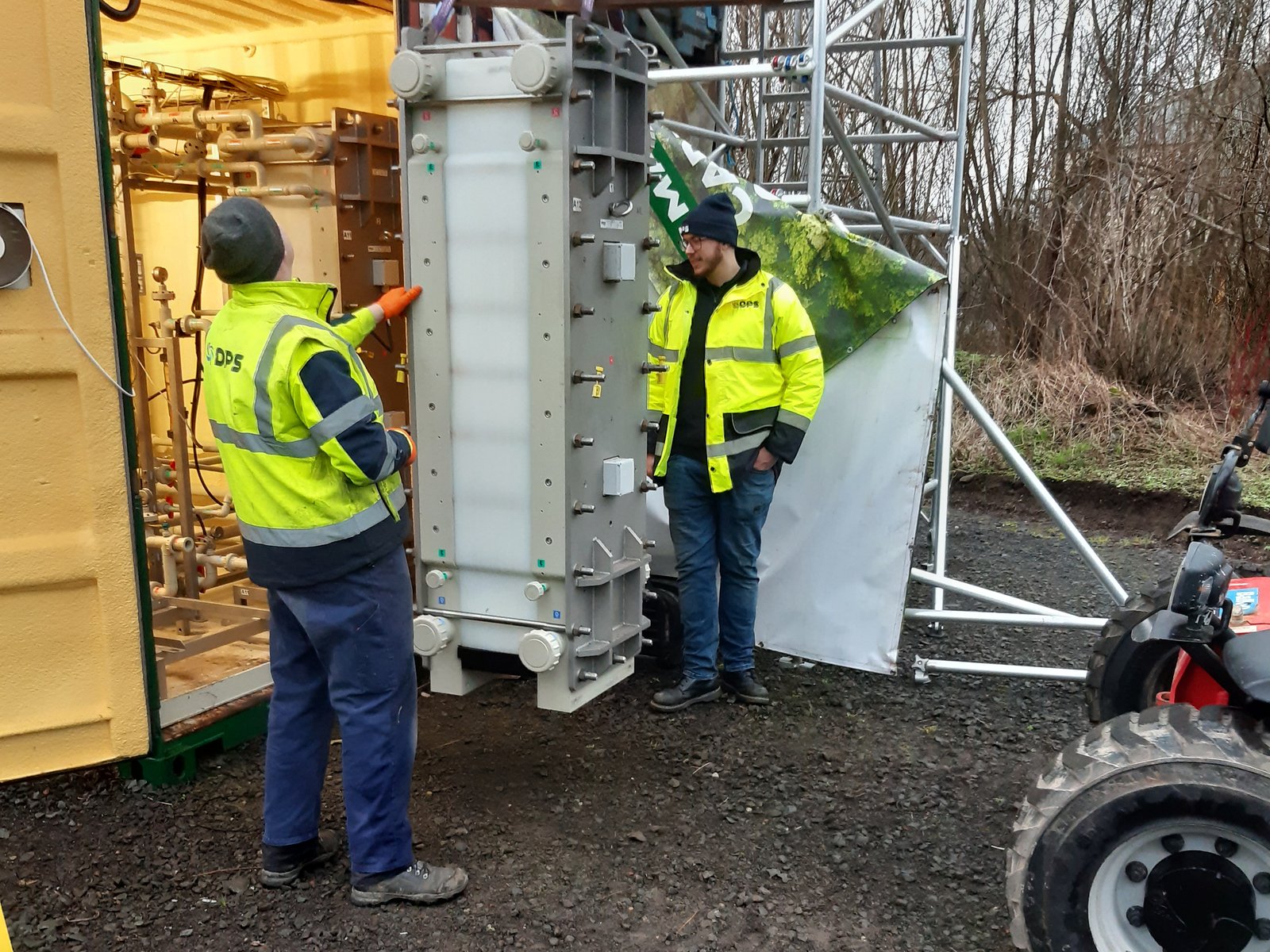 An electrodialysis stack being installed